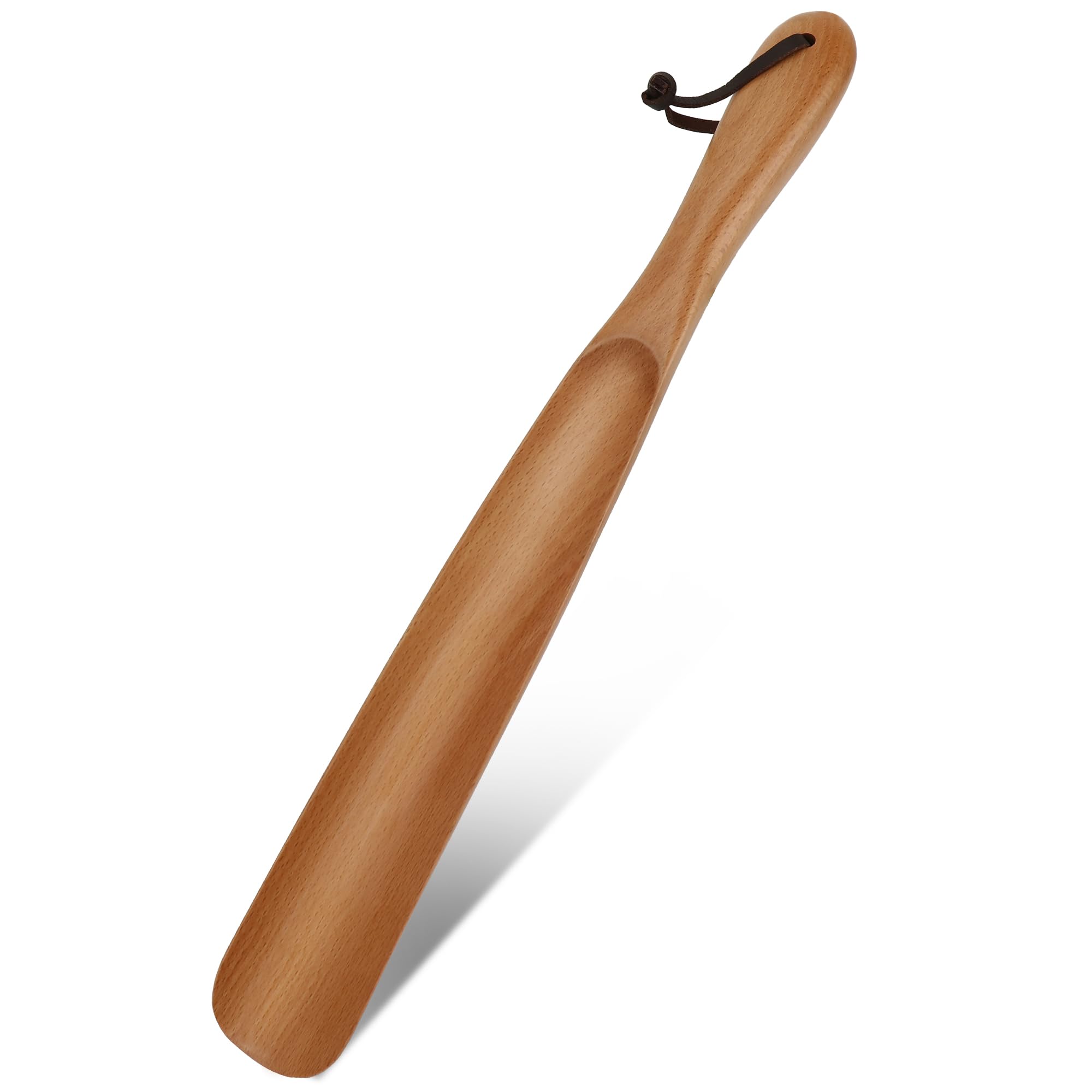 ZOMAKEShoe Horn Long Handle, Wooden Shoehorn 38 CM Portable Wood Wear Shoes Helper Stick Shoe Lifter Spoon with Rope for Men Women Seniors Kids