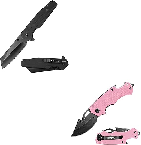 FLISSA Cuchillo táctico plegable de 3.5 pulgadas con hoja de lavado de piedra y cuchillos de bolsillo EDC de 2.5 pulgadas