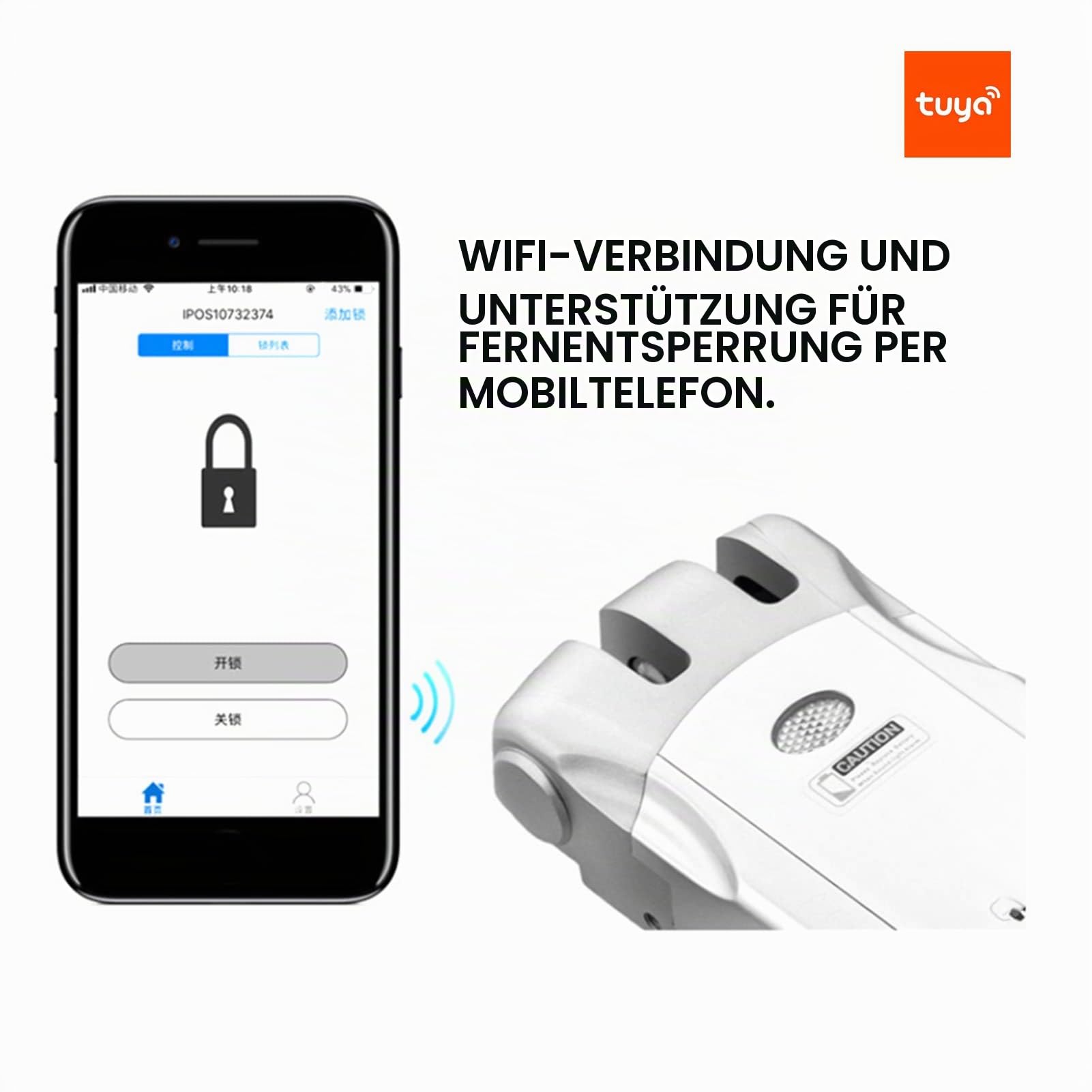 Wafu 010 Smart-Türschloss, Sicherheits-WiFi-Schloss für Tuya Wireless Remote Smart-Türschloss, unsichtbar, kein Schlüsselberührungsschloss