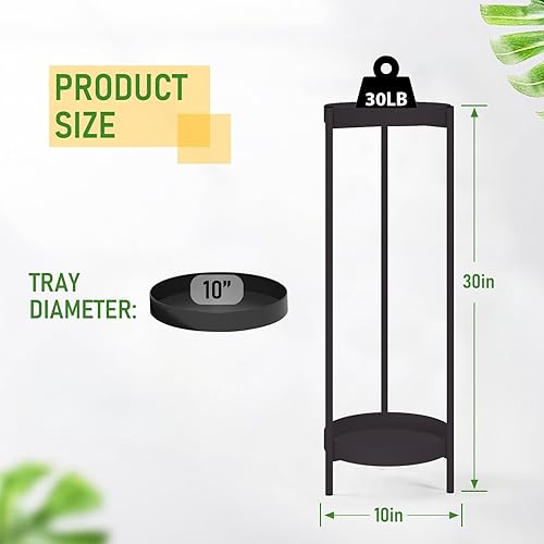 Miniatura 3 de Soporte alto para plantas de 2 niveles, estante de metal para macetas de 30 pulgadas para múltiples plantas, estante de exhibición extraíble para