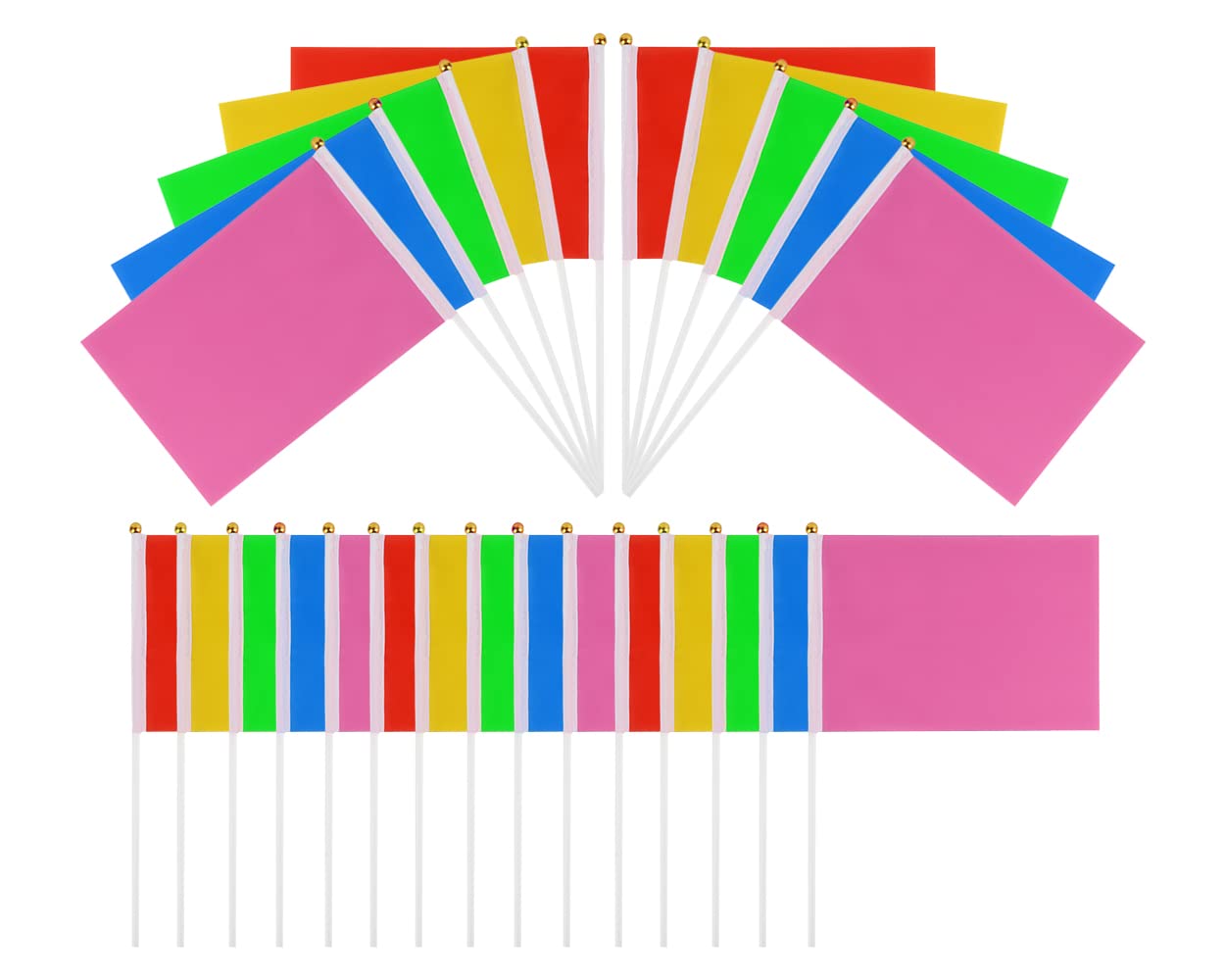 Small Flags 25 Pieces Mini Handheld Flags on Stick 8.2 Inch x 5.5 Inch Outdoor Flags for Parades and Decoration (Multi Color)