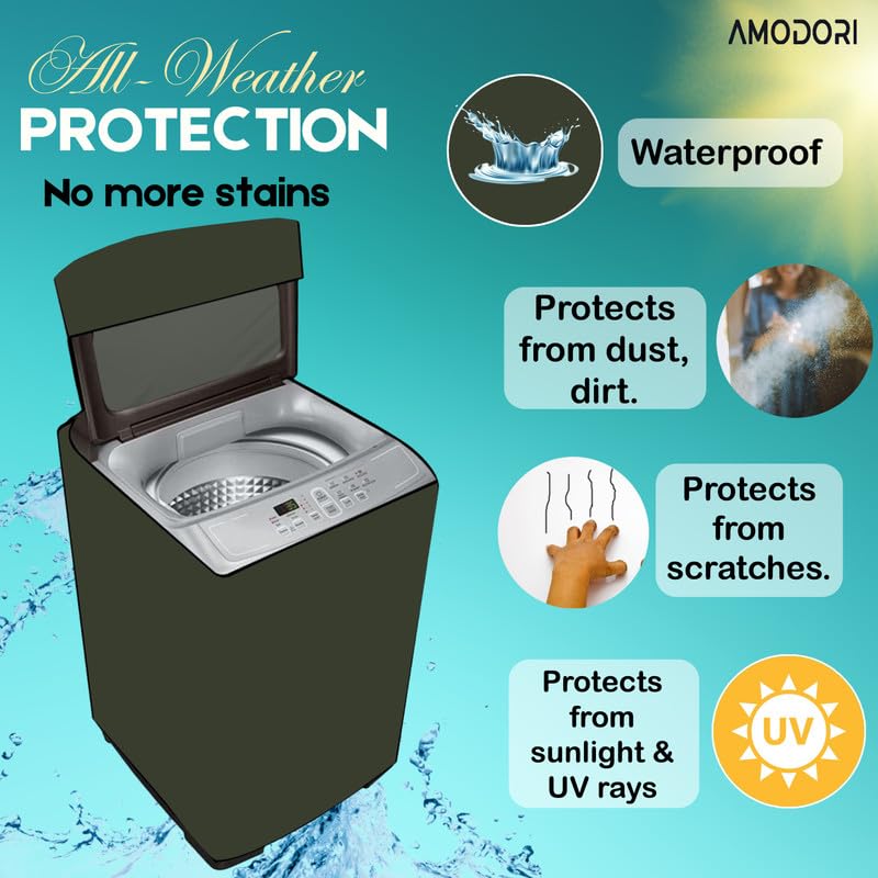 Image of Waterproof Top load washing machine cover Compatible for LG 7 Kg (T70AJMB1Z) Solid Military Print