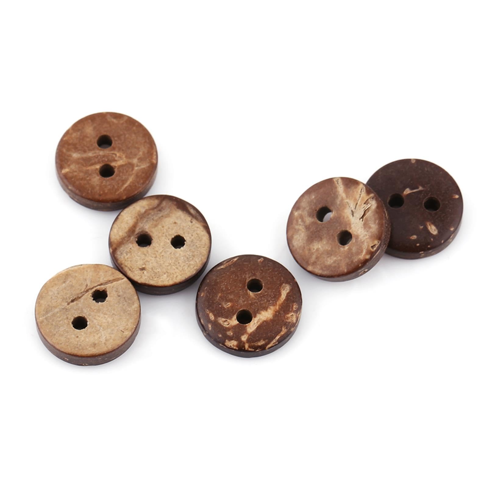 400Pcs Brown Nut Shell 2 Holes Sewing Buttons Scrapbooking Decor Accessories 10mm 2 Hole Design 2 Hollow Herbal Nut Shell Buttons a
