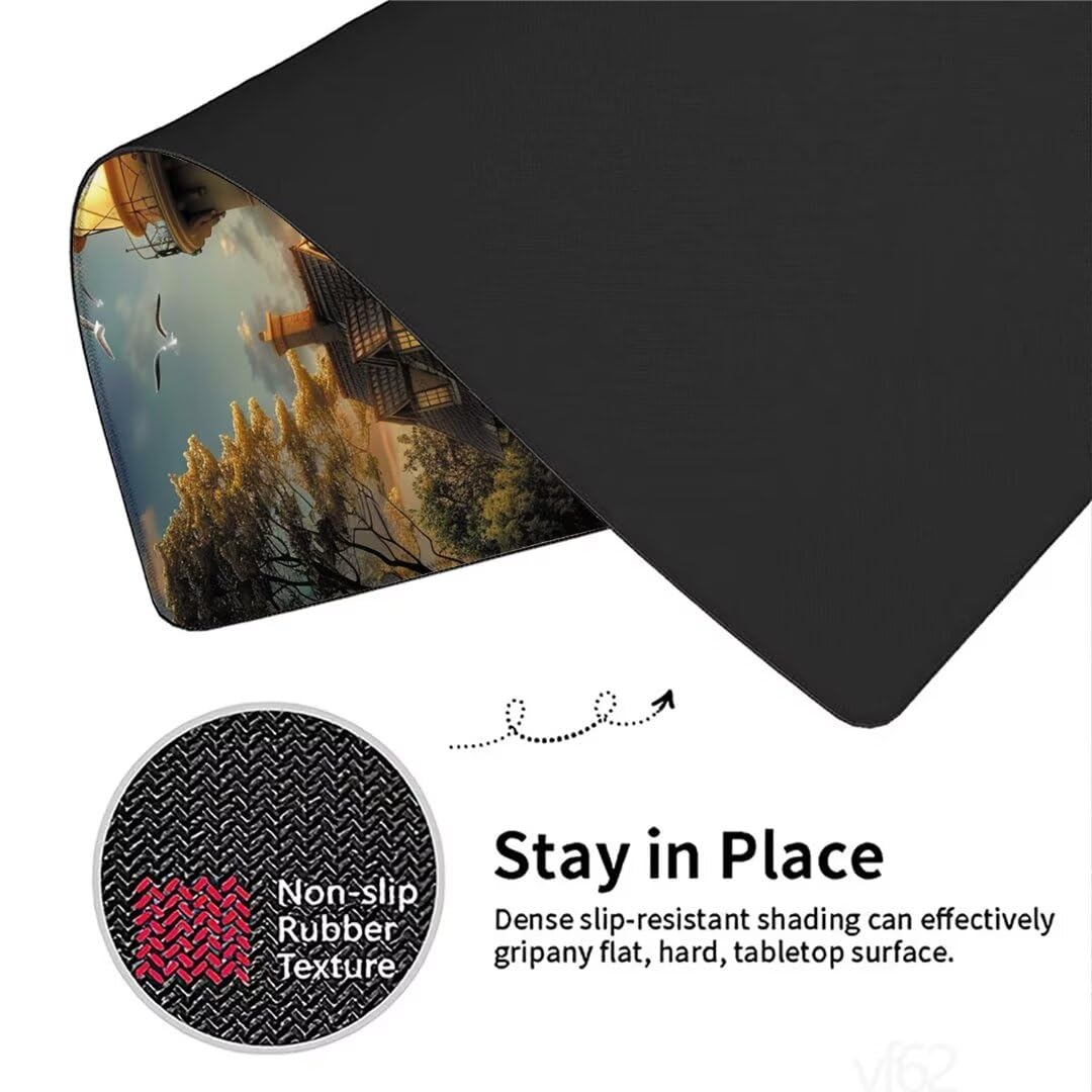 Alfombrilla Ratón océano Alfombrilla Raton 1500x800x3mm, velero Alfombrilla de Ratón Extendida de Gran Tamaño con Bordes Cosidos, Protector Escritorio, Antideslizante, Alfombrilla Ratón Gaming YF-62