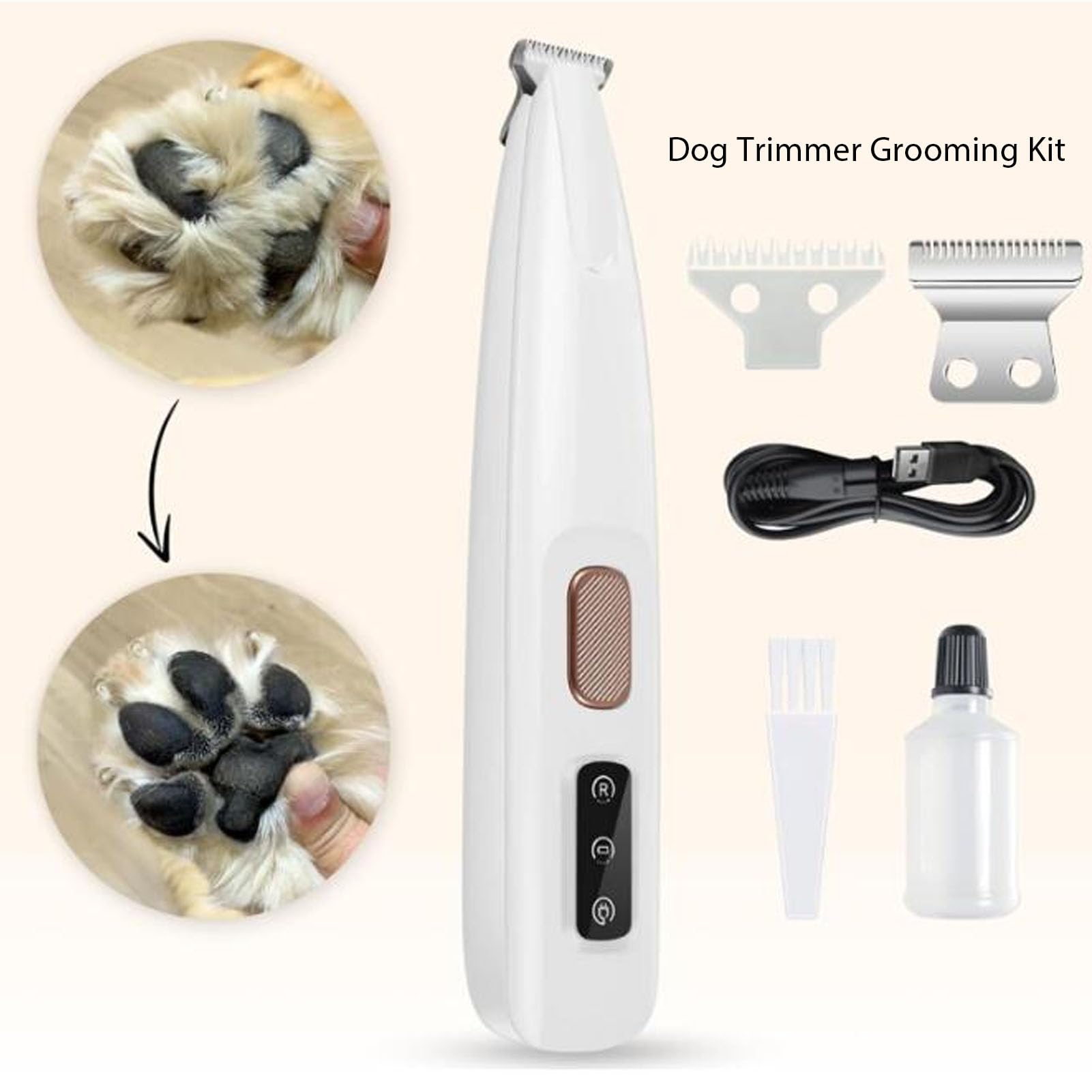 Hund Trimmer Pflegekit Professionell Low -Rausch -Elektro -Haustierhaarschneider mit leichter Pflegewerkzeug für Hunde Katzen Tiere Plastik 16 x 3 cm 6,3x1.18in 4 Zubehör