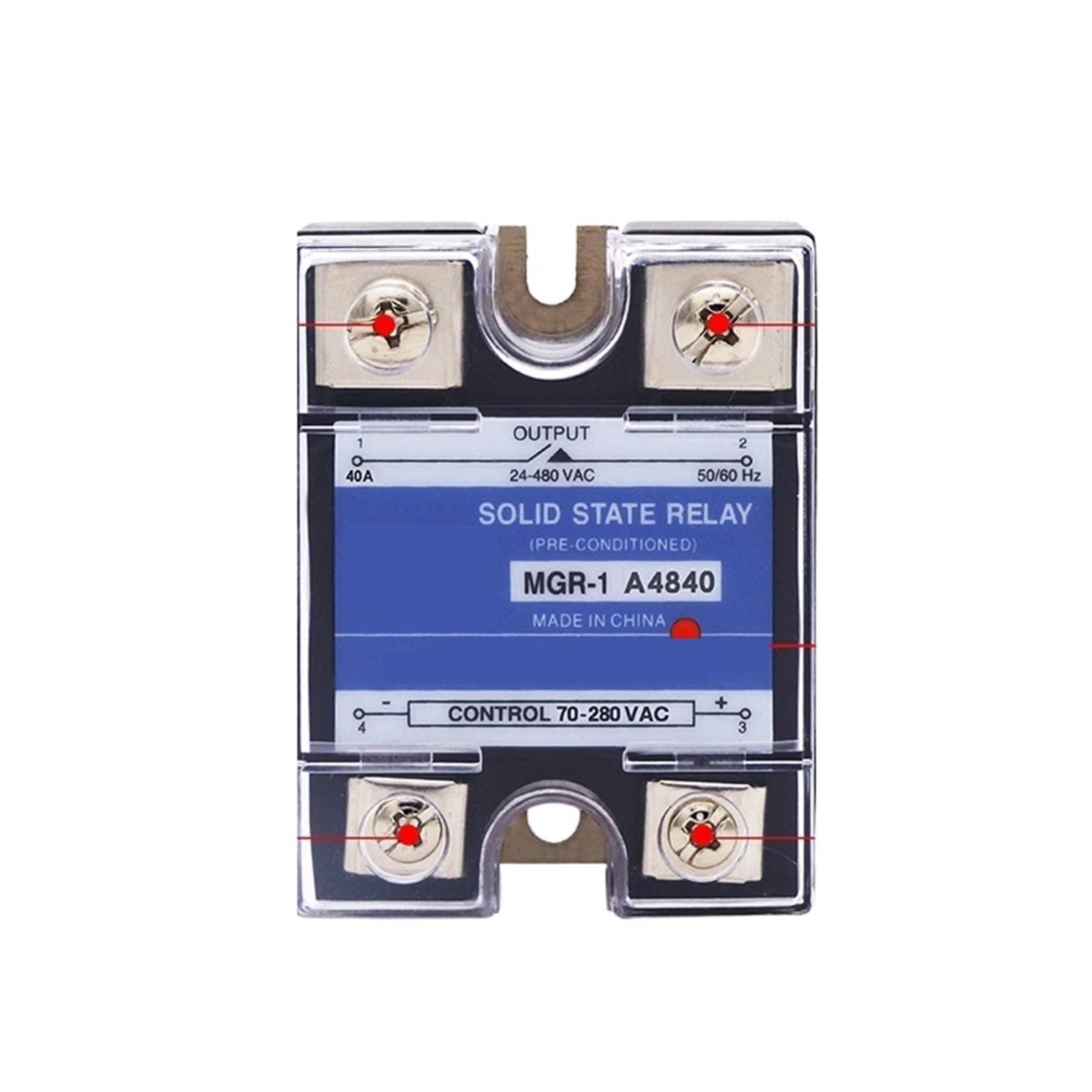 Relé monofásico de estado sólido SSR MGR-1 A4840 40A AC-AC voltaje de control 70-280V AC