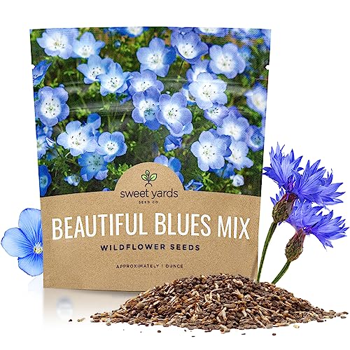 All Blues Wildflower Seeds Mix - Large 1 Ounce Packet - Over 7,500 Annual and Perennial Flower Seeds