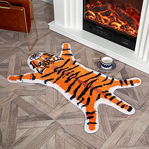 Tapete Decorativo con Estampado de Tigre 39x26in Naranja miniatura 2