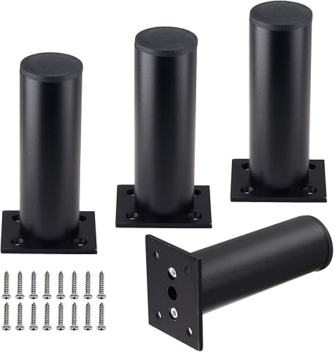 Miniatura 25 de Juego de 4 patas de muebles de aleación de aluminio de 3 pulgadas de altura, patas ajustables de gabinete de 1.5 pulgadas de diámetro, patas