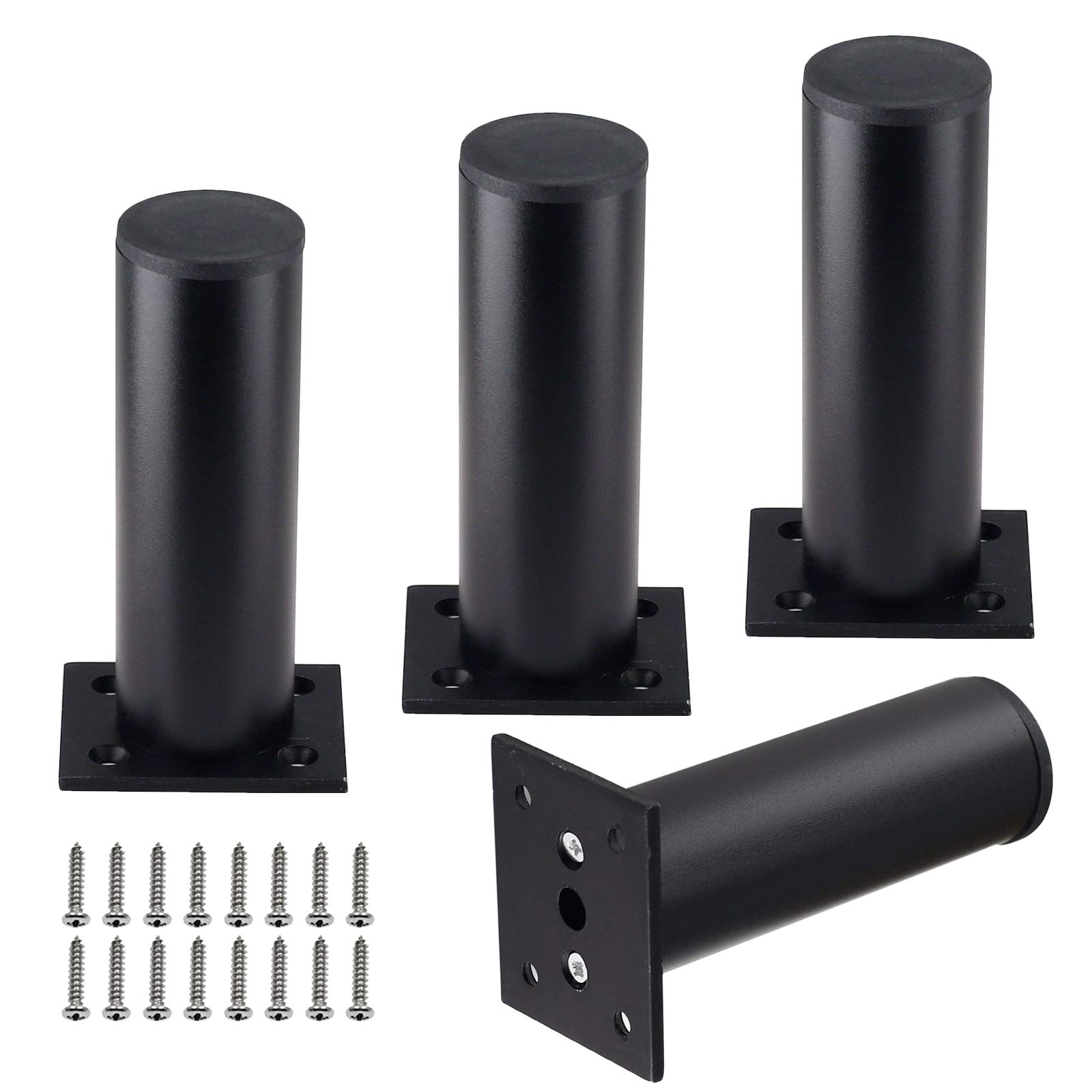 Kyuionty Set of 4 Furniture Legs 4.7 Inch, Adjustable Aluminum Alloy Cabinet Legs, Metal Round Sofa Support Foot, Adjustable Feet for Kitchen, Table,