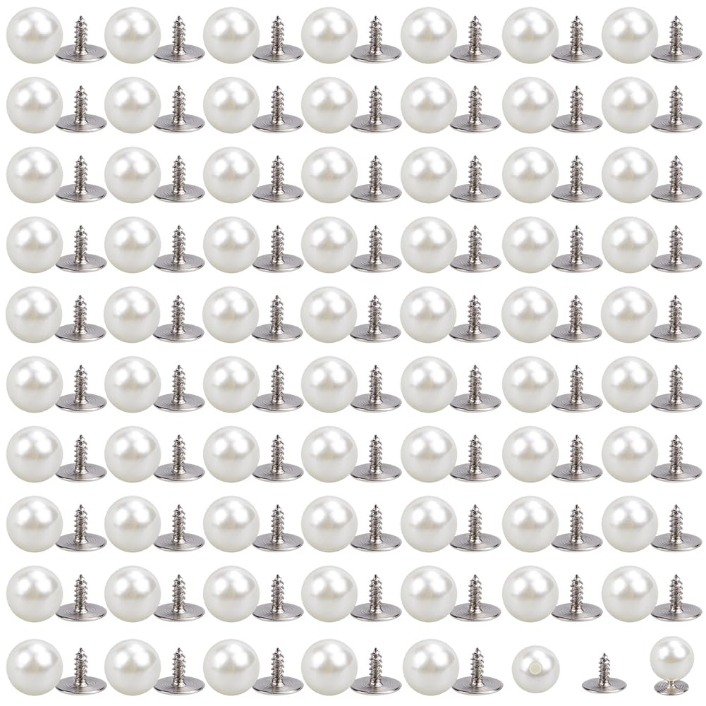 100 Set Di Spille A Perla Da 10mm Per Vestiti, Bottoni A Vite Riutilizzabili Senza Cucitura, Decorazioni Per Maglioni E Sciarpe Fai Da Te, Con Scatola Inclusa - 5
