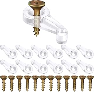 100 Sets Glass Retainer Clips with Screws, Glass Panel Retainer Clips, Window Clips to Hold in Windows, Cabinet Door Class Retainer Clips(Clear and Gold)