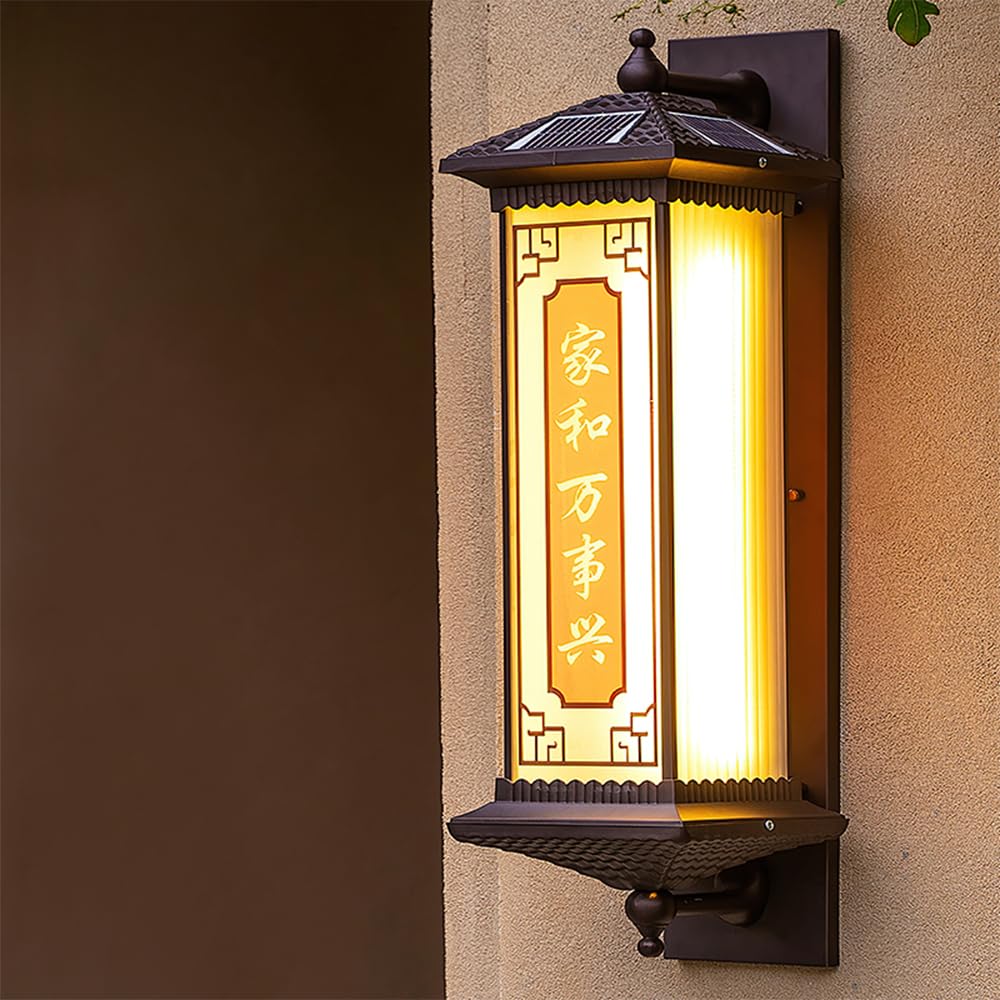 SMCCYYSD Contemporary Solar Outdoor Wall Lamp Simplicity Waterproof Balcony Hallway Courtyard Villa Gate Hotel (F H80CM Solar)