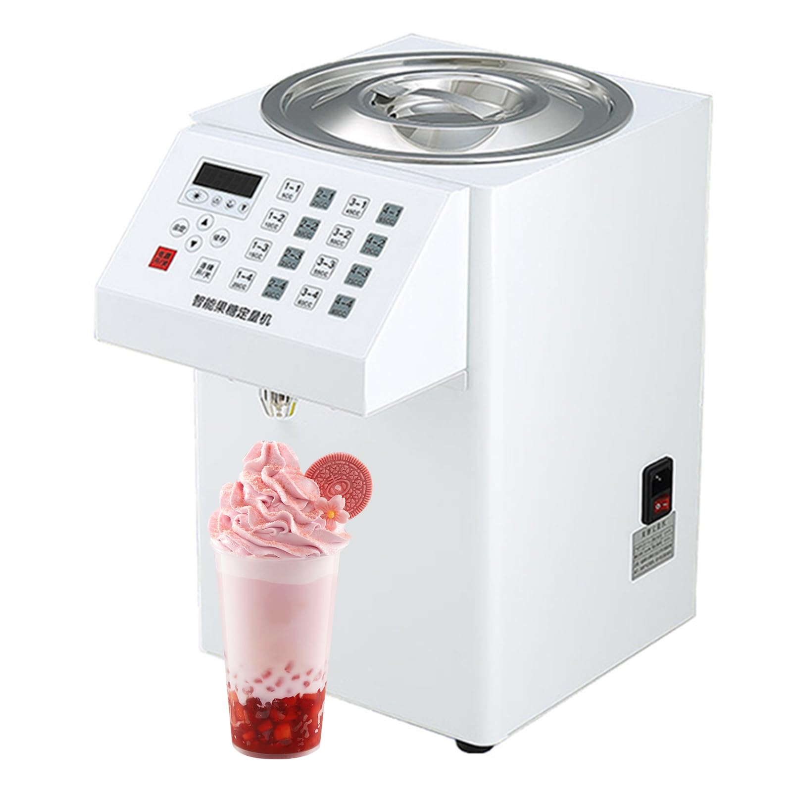 PEIXEN Distributeur de Fructose 8 L, doseur de Fructose à café 360 W, Distributeur de sirop avec 16 Boutons, Distributeur de Fructose Professionnel pour Boissons sucrées White
