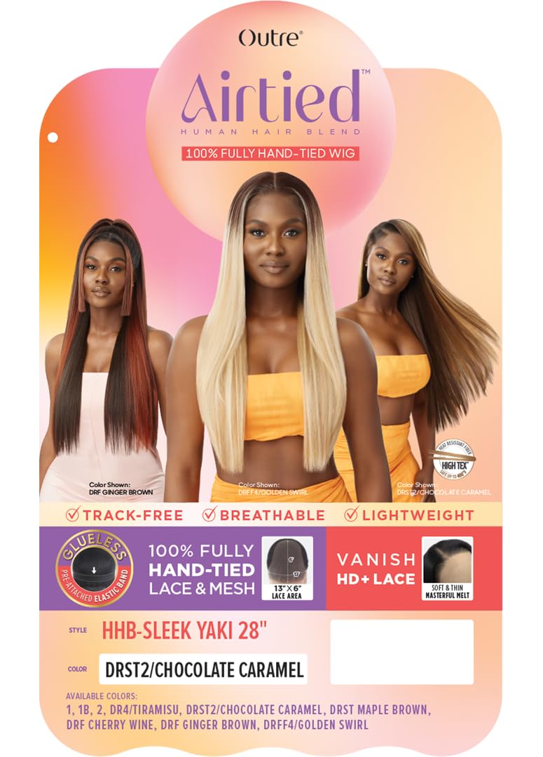 Outre 100% Fully Hand-Tied Wig - Hhb-Sleek Yaki 28" (Color:1B OFF BLACK) - Image 2