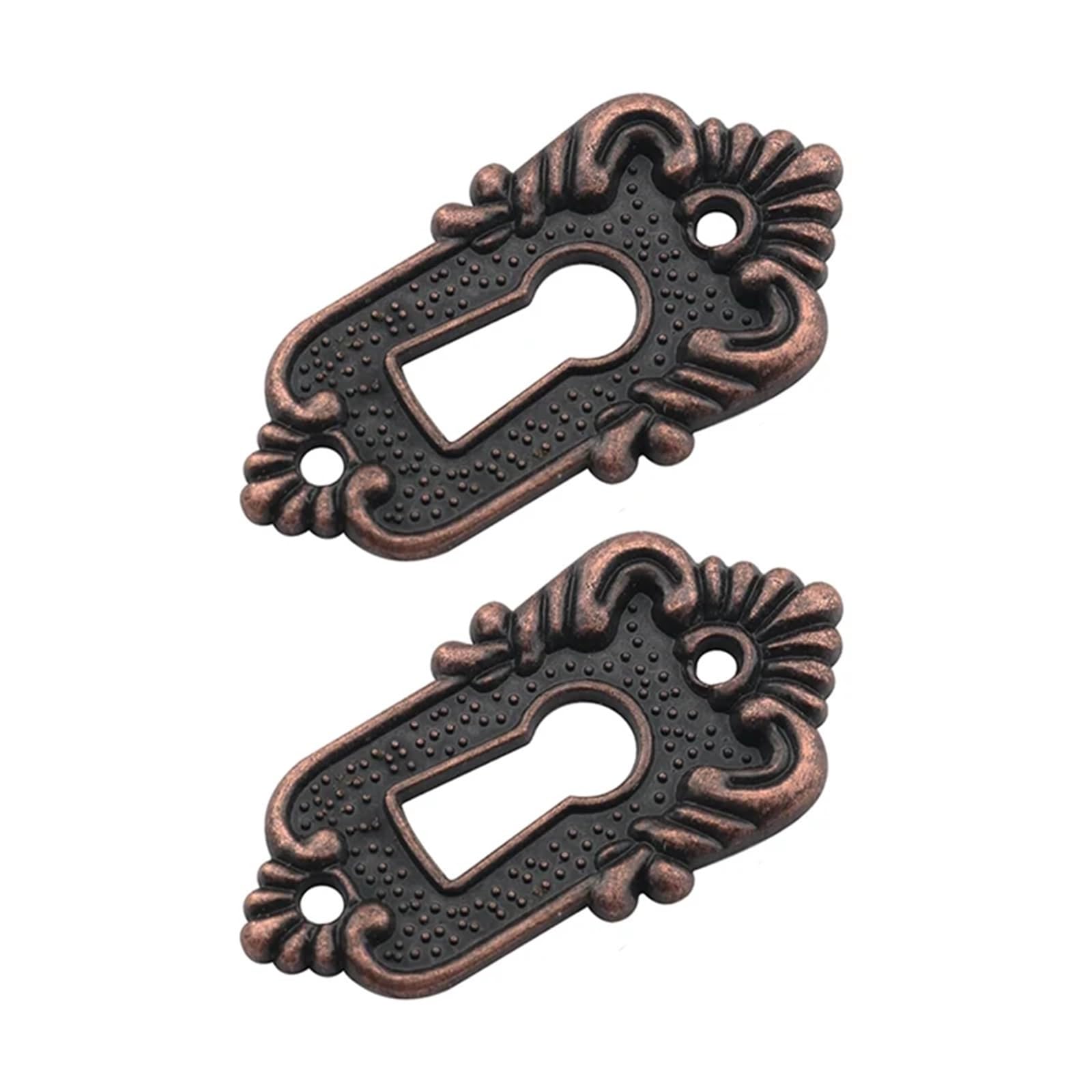 Usohjz Red Bronze 4Pc Zinc Alloy Vintage Keyhole Cover Drawer Key Escutcheon Corner Stick Classic Decorative Code Lock Plate For Furniture Cabinet(Red Bronze)