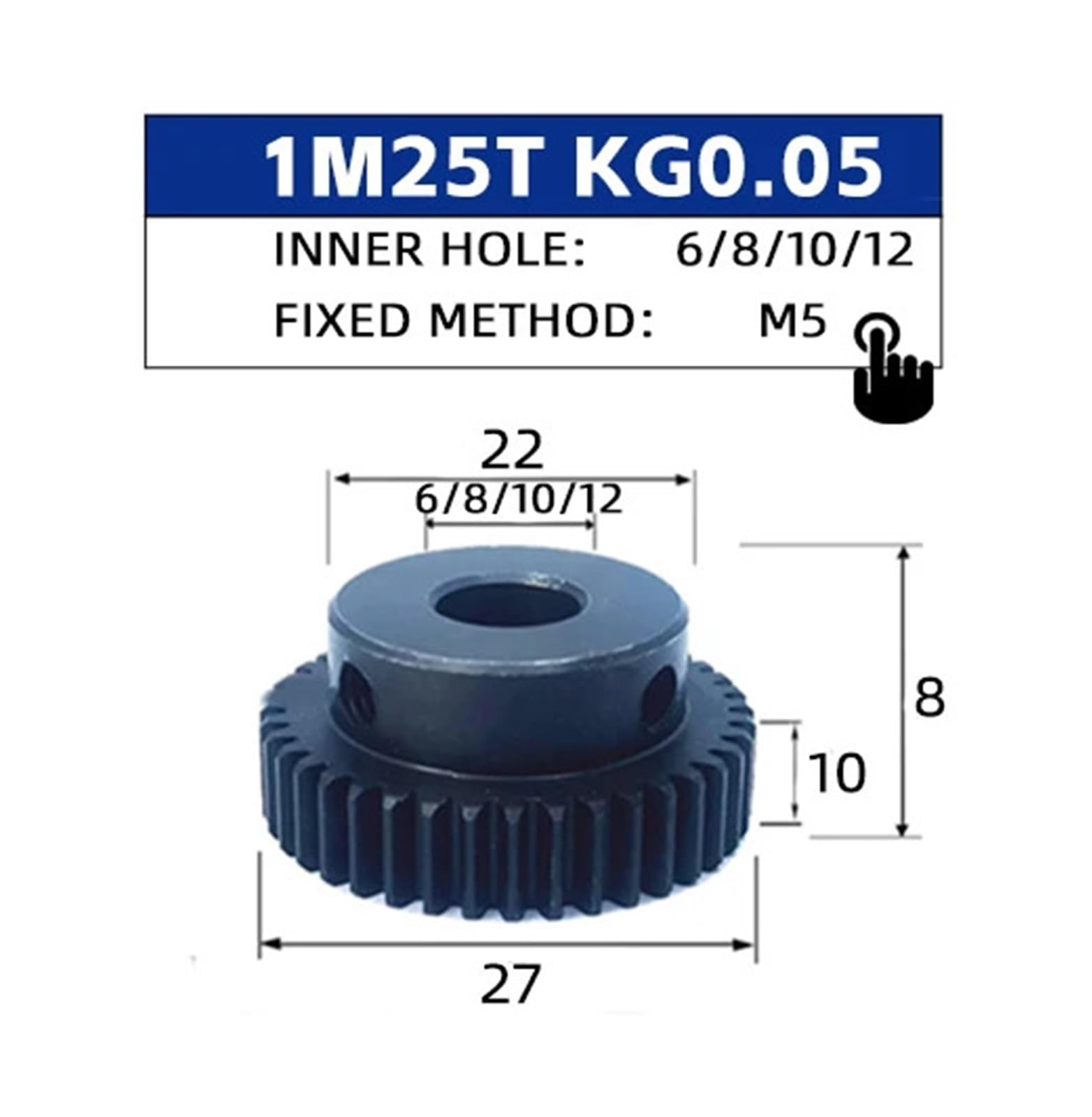 Acero Al Carbono Con Engranaje Recto | Engranaje impulsor de motor de acero de diámetro múltiple 25T(10pcs 1M 25 Teeth)