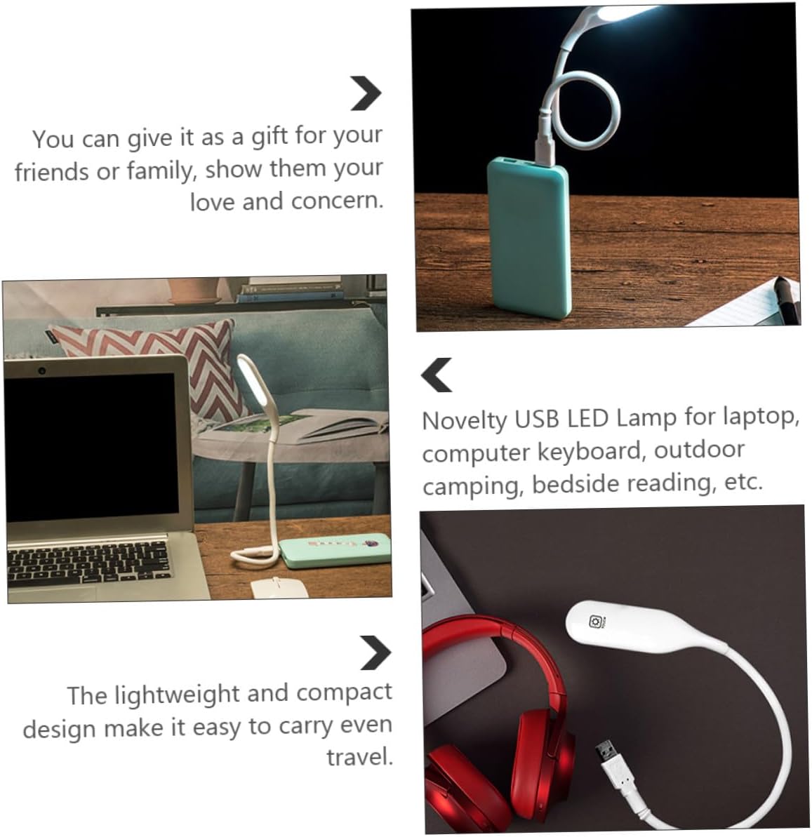 1pc Portable USB Led Lamp Dimmable Touch-Sensitive Bedside Night Light for Reading