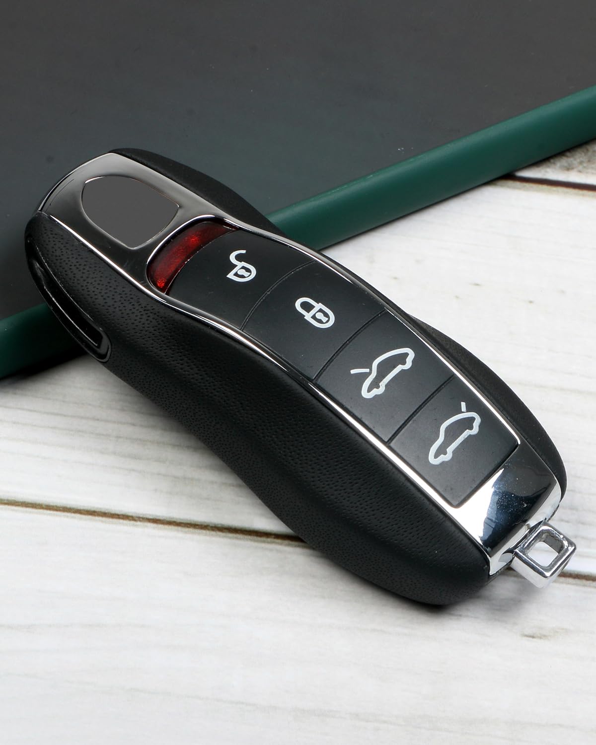 Skórzany kluczyk FOB -osłona do Porsche Macan Panamera 911, osłona klucza do kluczy Porsche Cayenne 718 Cayman Boxster Accessoires (czarna)