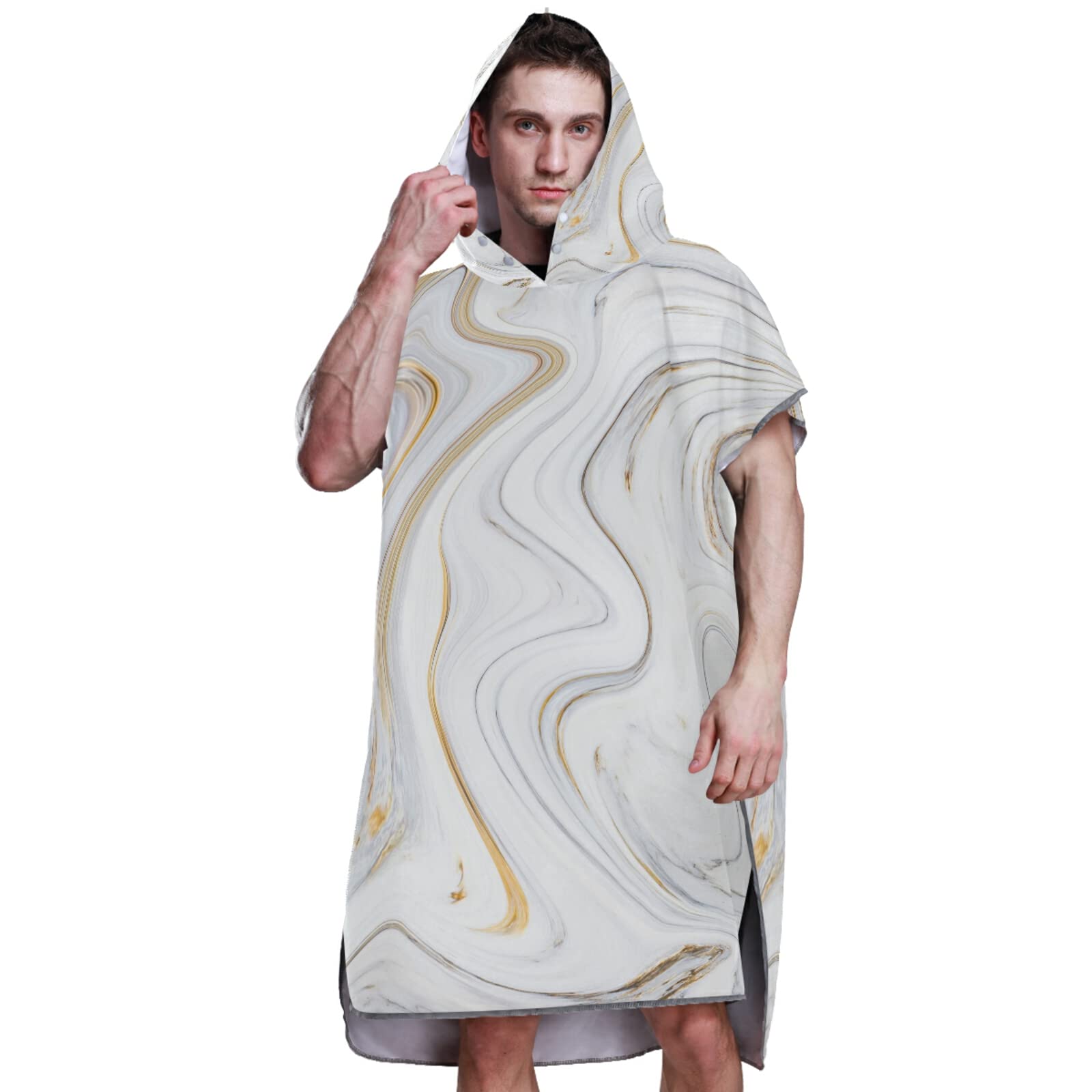 Poncho de surf pour adulte avec capuche et poche, séchage rapide, en microfibre pour bain, plage, extérieur