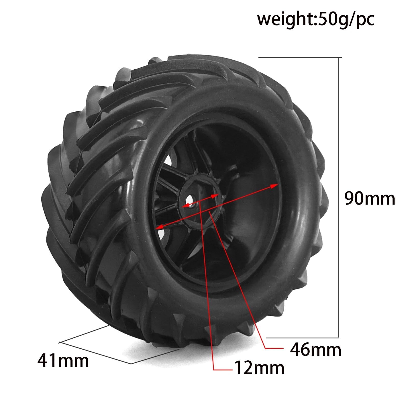 Per Traxxas Per E-Revo Per MJX 16207 16208 Per SCY 16101 Per HBX 1/16 4 Pezzi Monster Truck Per Buggy Pneumatici Ruota Esagonale RC Parti Di Automobili Ricambi Modellini RC