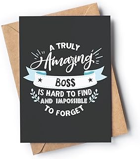 Best Boss Card - Thank You Card for Boss - Boss Day Card for Women, Men - Boss Birthday Card - Boss Appreciation Card - Boss Retirement Card - Farewell Card for Boss - Boss Leaving Card