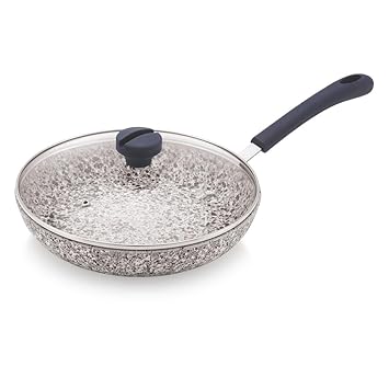 Orange Non-Stick Rockstar Fry Pan/Saute Pan/Deep Kadhai 26cm |5 Layer Coating | Induction Friendly | Granite Finish