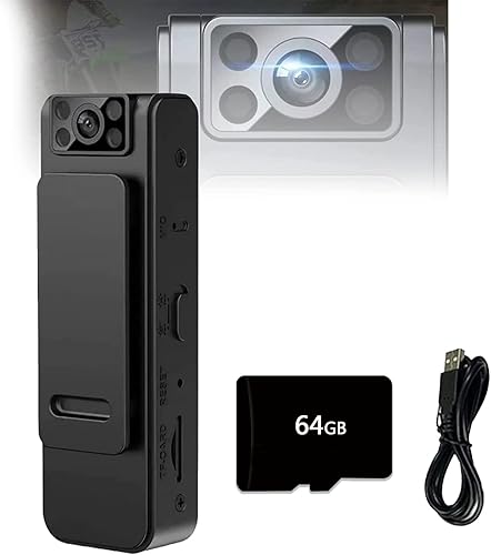Hrtesus Nueva cámara de reducción de ruido HD 1080p 2023, grabadora de video portátil, práctica grabadora de visión nocturna con clip trasero