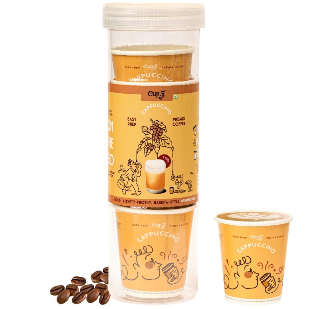 Cup-Ji Cappuccino Premix Cups | Coffee Premix | Bold & Frothy Coffee | Cafe Style | 7 Cups | No Added Sugar | On the Go | Easy Prep | For Office and Travel-picture-28