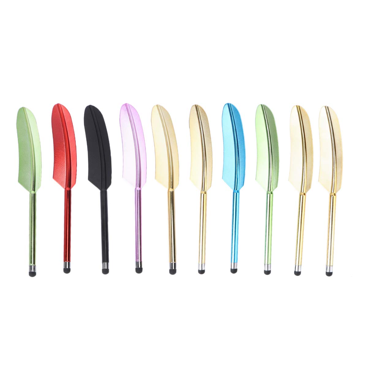 Hemobllo 10pcs Feather Stylus Pens Fine Point Capacitive Touchscreen Handwriting Pen for Laptop Phone Tablet IPad (Mixed Colors)