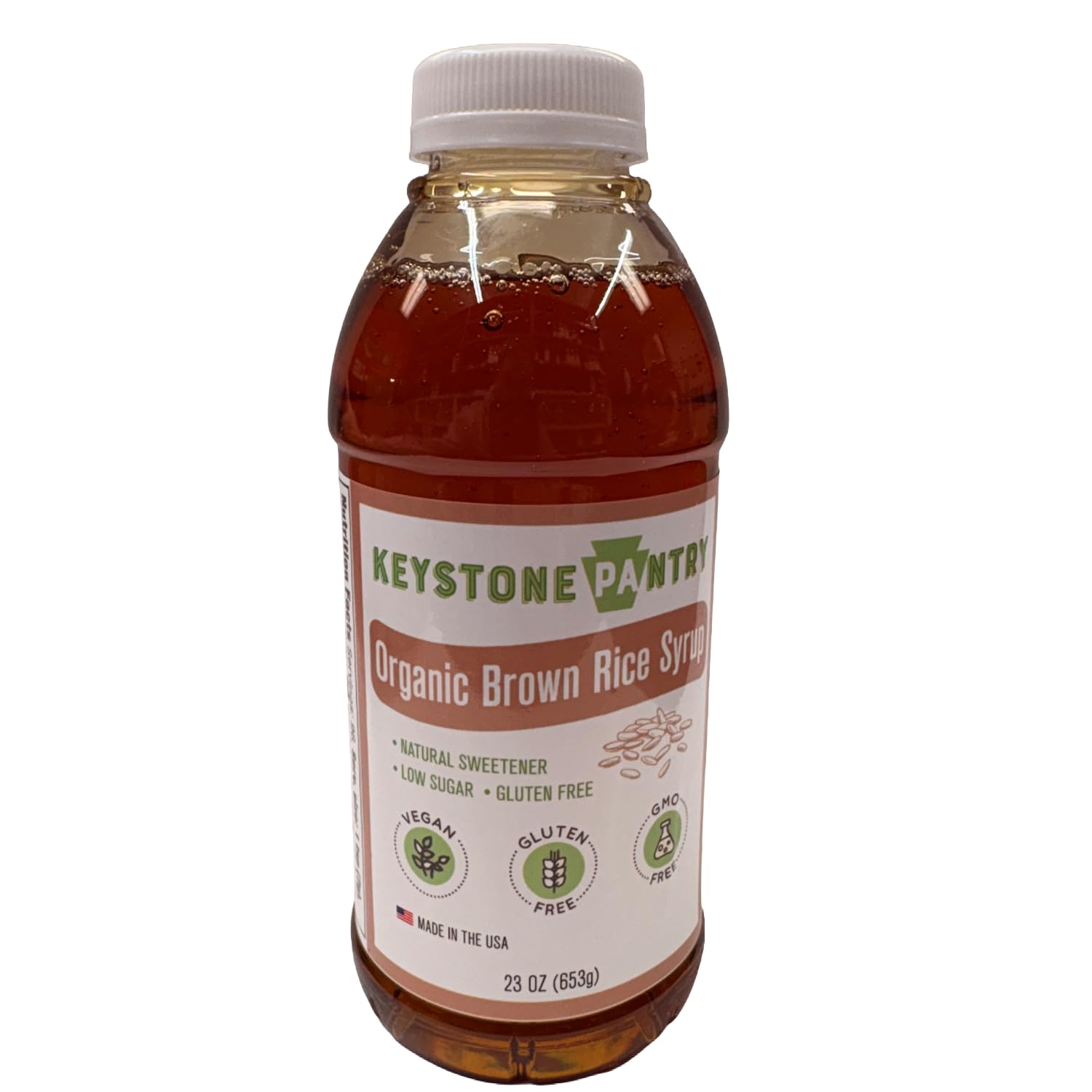 Keystone Pantry Organic Brown Rice Syrup – 23 OZ Bottle – Vegan and Gluten Free – HFC, Corn Fructose Syrup Substitute – for Baking – Great for Homemade Granola Bars – Coffee Sweetener – DE 42 – 1