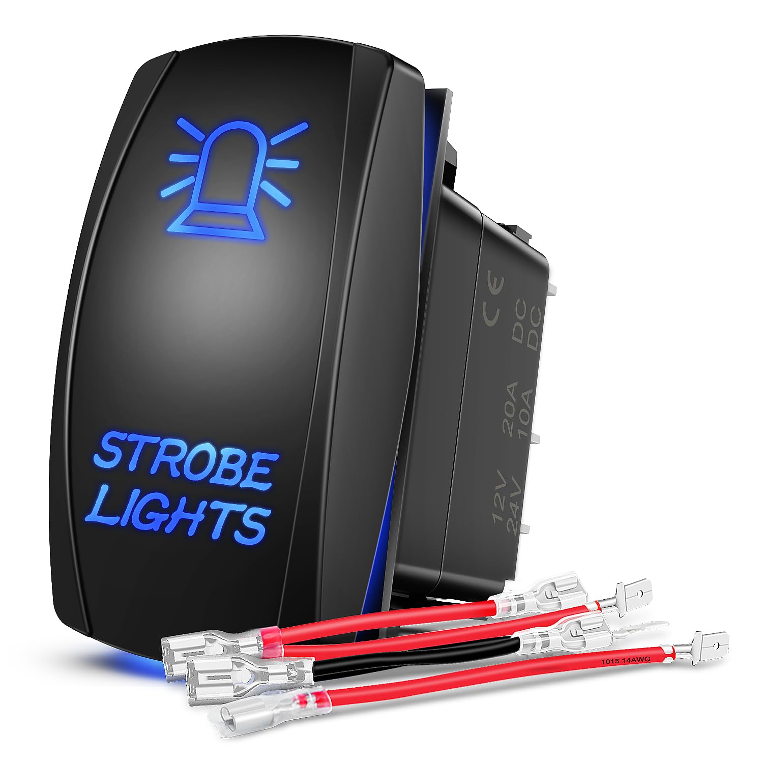 Nilight Strobe Lights Rocker Switch Led Light Bar Switch 5 Pin Laser On Off SPST Switches 20A/12V 10A/24V Switch Blue with Jumper Wires Set for Cars Trucks Boats ATVs UTVs RVs-image-36