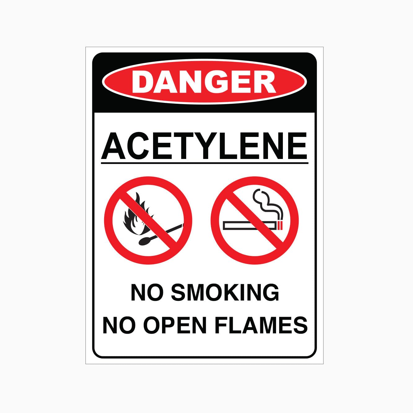 DANGER ACETYLENE NO SMOKING OR OPEN FLAMES Sign Workplace Metal Tin Sign 8 x 12 inch for Industrial & Commercial Series