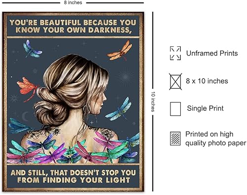 Miniatura 2 de Motivation Inspiration Wall Art for Women - Hippie Dragonfly Wall Art - Inspirational Quotes Home Decor - Encouraging Best Friend Gift - Positive