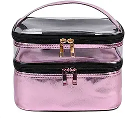 Necessaire Grande Viagem Divisória Maquiagem Make Cosméticos Bolsa Organizador Feminina Beleza Multiuso Frasqueira Bolsinha (Lilás)
