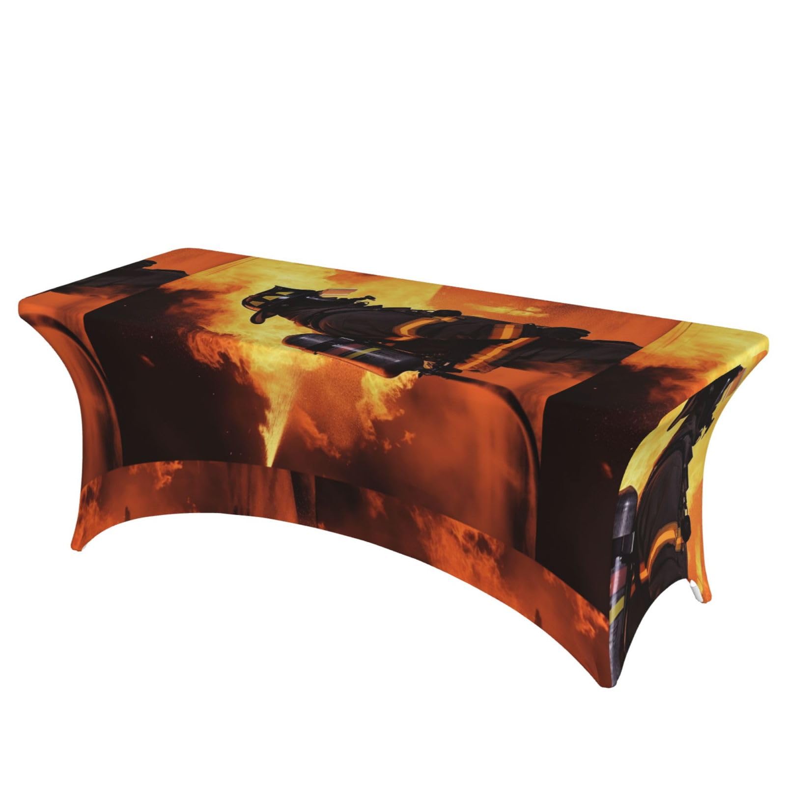 LMNGH Firefighter Fireman Flame Decorative Tablecloth Protector for Wedding, Banquet & Parties6FT Spandex Rectangle Tablecloths, Stretch Washable Table Cloth Wrinkle Free Patio Table Cover