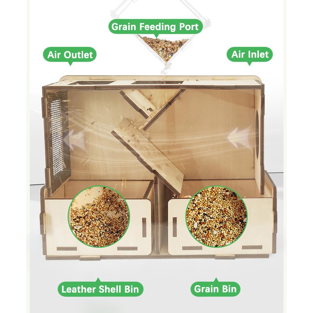 Machine de nettoyage des grains, machine de soufflage de grains en bois pour oiseaux avec tiroir, séparateur de coquille soufflée pour aliments pour oiseaux pour millet, céréales diverses, graines