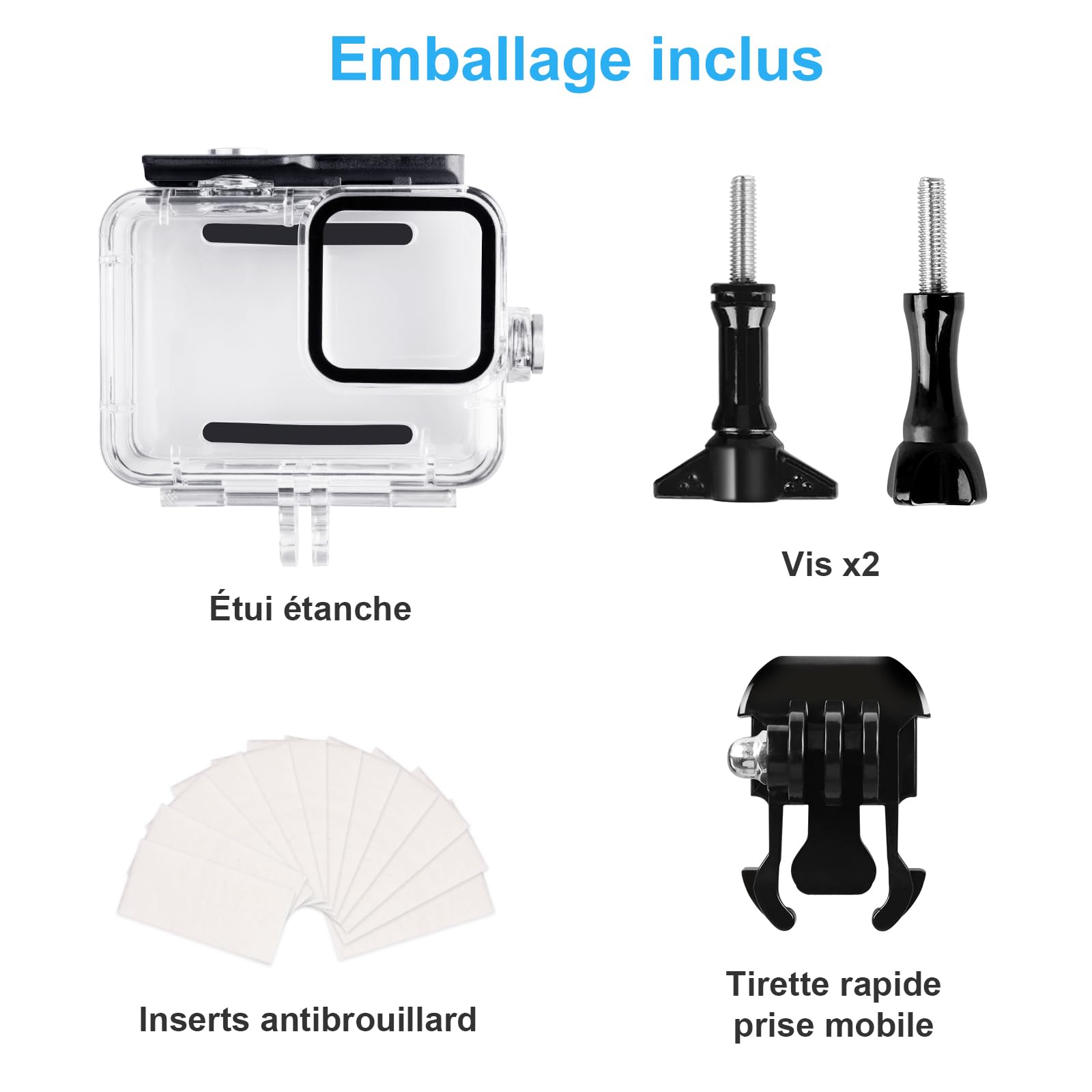 Boîtier étanche Pour GoPro Max, Coque De Protection Pour Appareil Photo Etui De Plongee Avec Film En Verre Trempe Et Feuille Antibuee 95068884