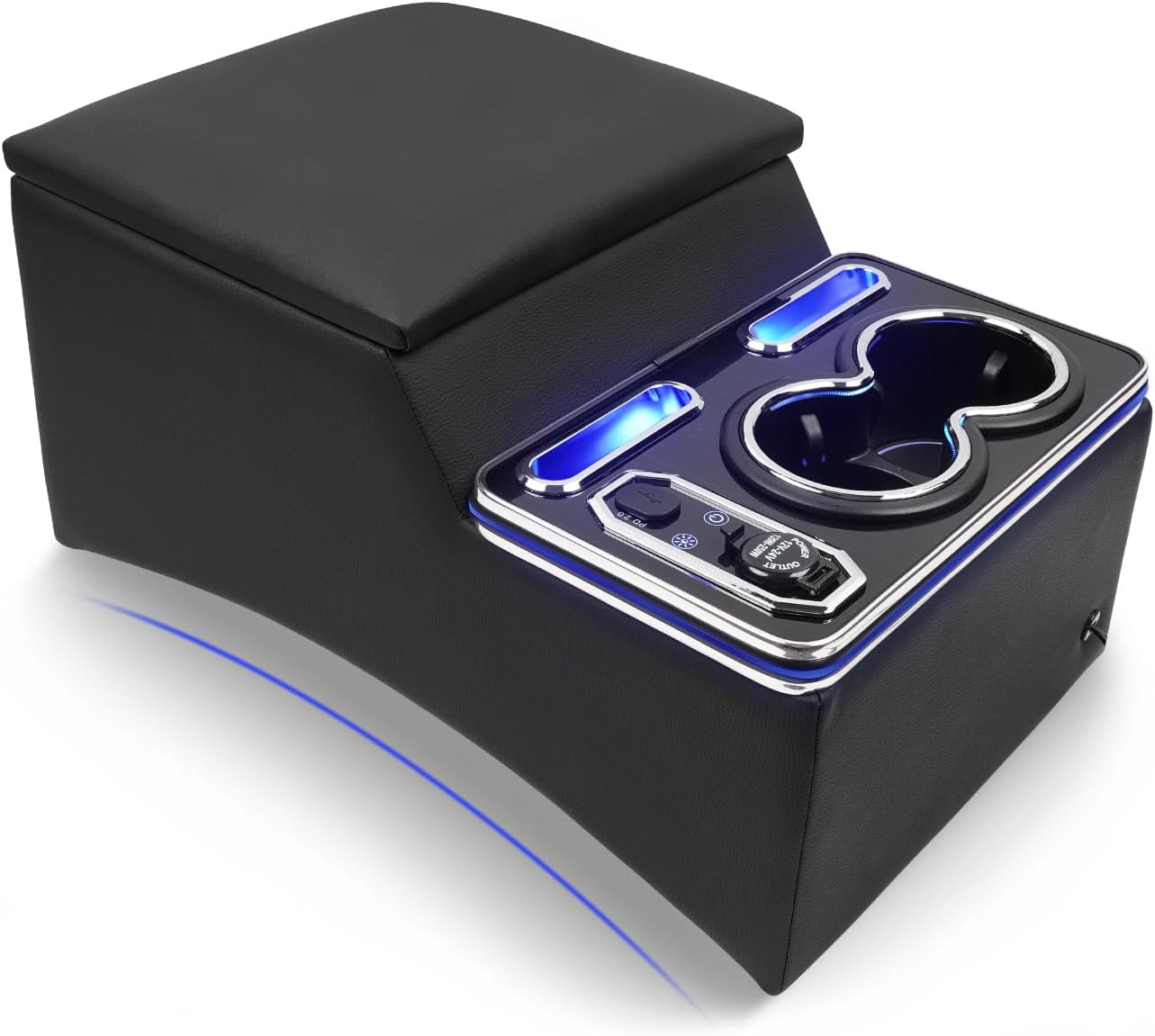 Center Console Armrest Organizer with Upgraded 7-Color Mood Lighting Center Console for Truck & Minivan & Car & SUV Cab Front Seat Bench Seat Storage Box (Update)