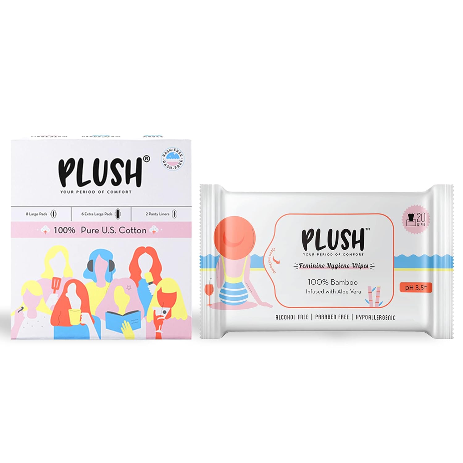 Buy Plush Period Kit for Women with 8 Light Flow Pads, 6 Heavy Flow