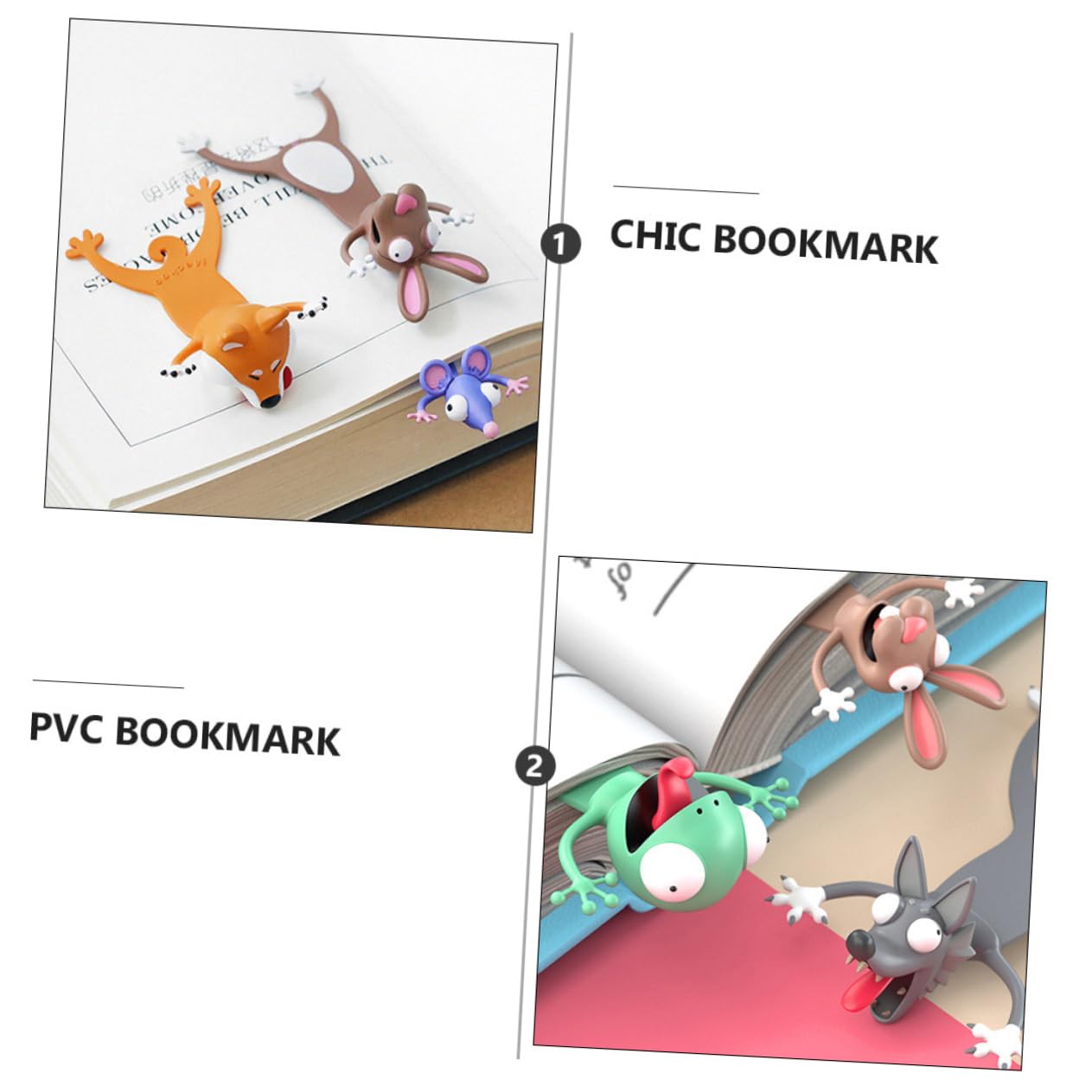 VILLCASE 3 Pezzi Segnalibro in Pvc 3d Con Design A Forma Di Coniglietto Ideale Per Studenti Portapagina