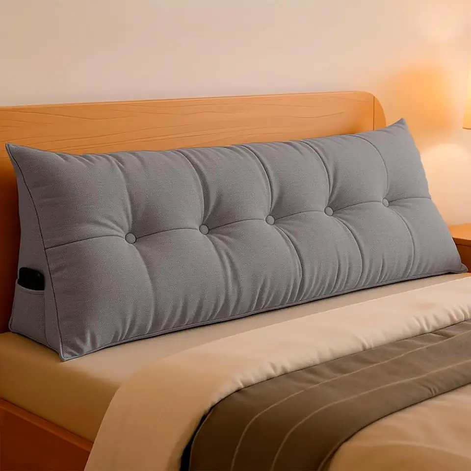 Almofada de Cabeceira Encosto Apoio para Lombar com Bolso Lateral 140x50x20 - BF Colchões