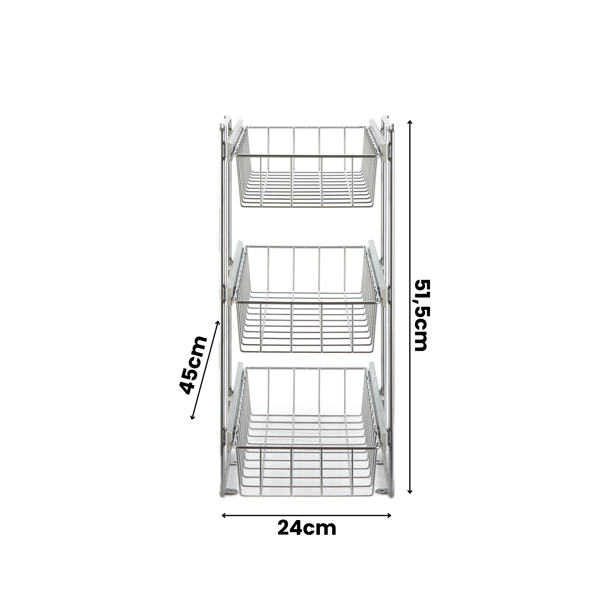 Teleskopschublade für 30cm Schrank – Premium Schrankauszug Küche zum Nachrüsten – Einfache Montage – Stabil & Langlebig –Korb Kombisystem, 3 etagig