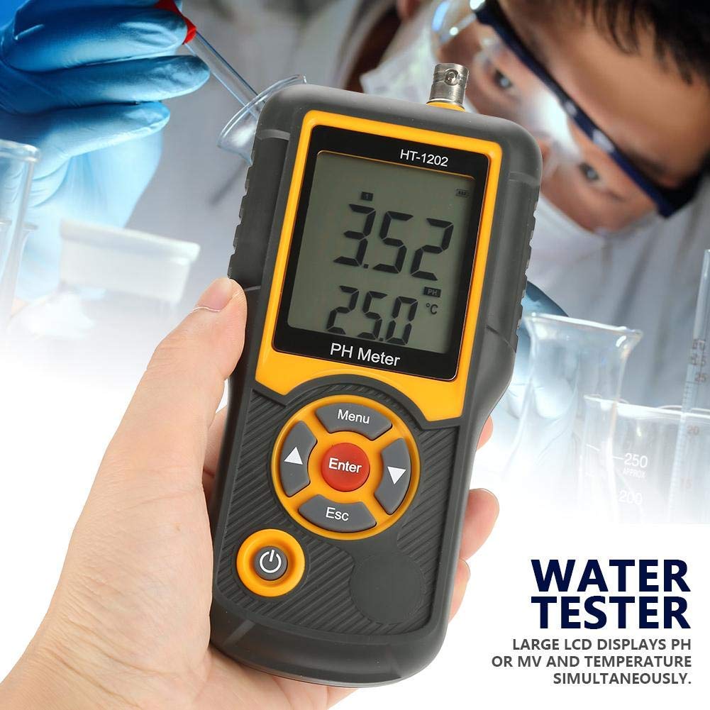 PH Metre Electronique HT-1202 Numérique PH Mètre Haute Précision Qualité de L'Eau Testeur PH mV Testeur Température Mètre avec 0-14 PH Plage de Mesure