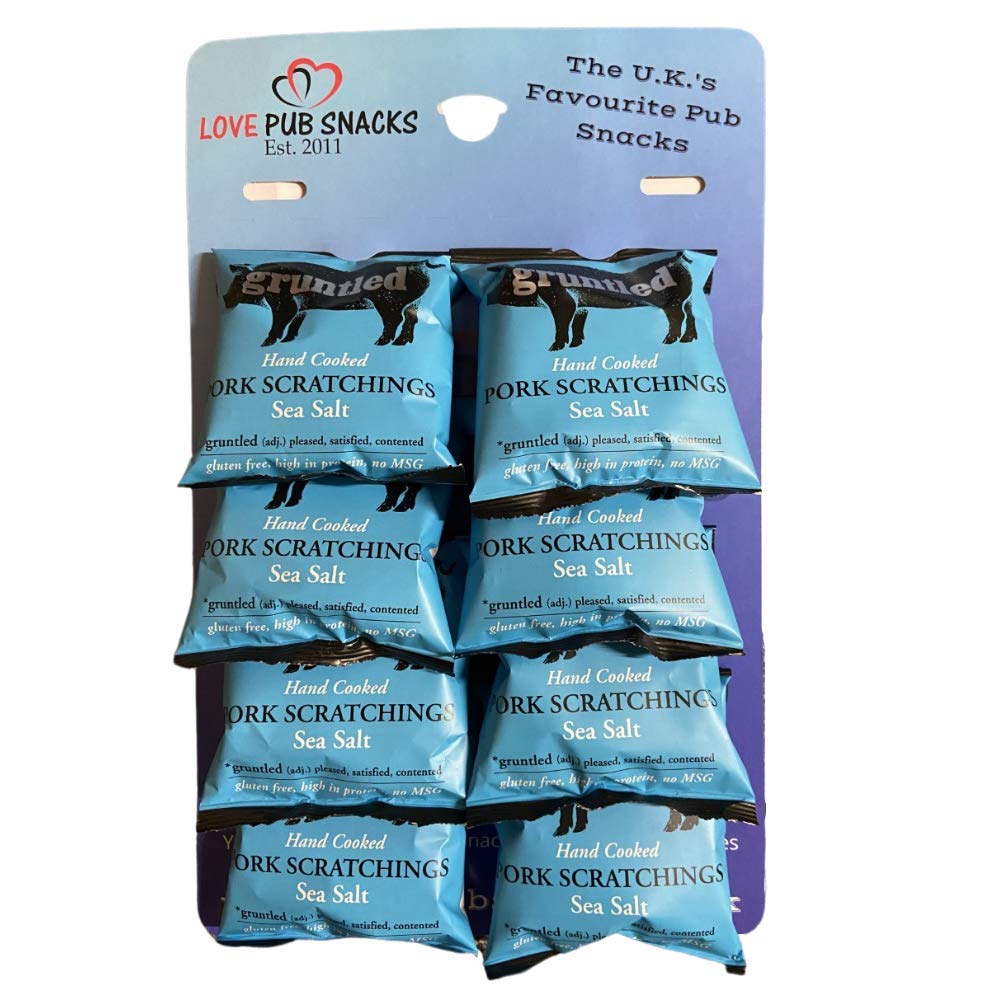 Gruntled Hand Cooked Pork Scratchings Sea Salt | Pub Card 8x35g