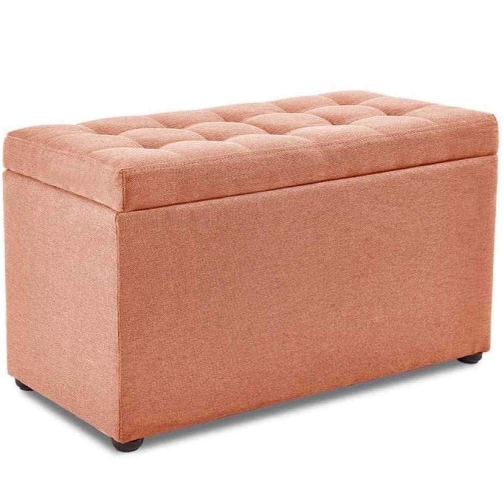 LMMIAOZ Portable Wooden Storage Ottoman Stool Outdoor Footrest Pouf for Living Room & Bedroom Space-Saving Design - Orange Color Accent Furniture