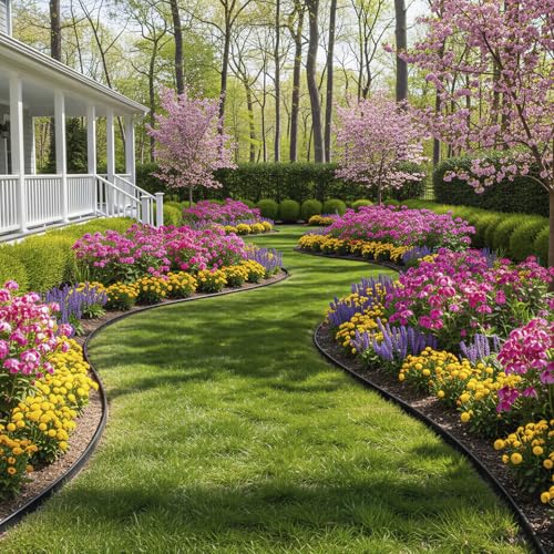 CEWOR Garden Edging Border, 110FT 2-Inch Flexible Landscape Edging with 106 Stakes, Tool-Free Plastic Lawn Border for Yard, Flower Bed Edging Borders & Landscaping