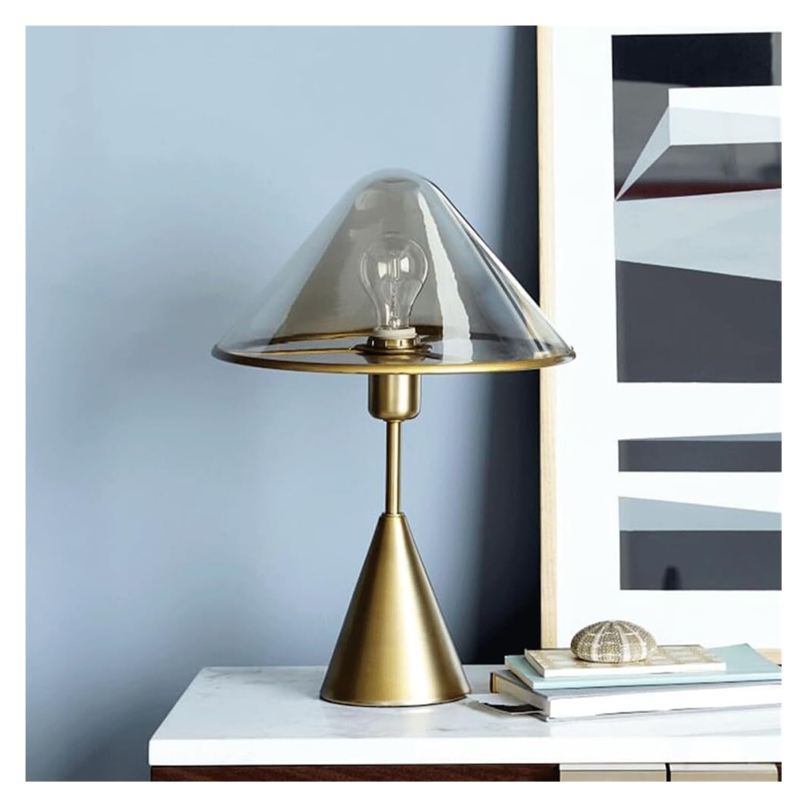 lampara mesa Lámpara de mesa de metal posmoderna, sencilla y creativa, de cristal, recargable, luz nocturna for dormitorio, mesita de noche, decoración de cafetería.