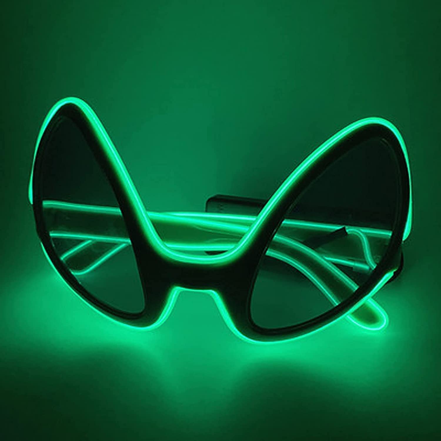 AZHU Okulary fluorescencyjne, Halloween, Boże Narodzenie, obcych okulary, idealne bezprzewodowe oświetlenie LED, świecące festiwal, impreza, okulary przeciwsłoneczne prezenty (fluorescencyjny zielony)