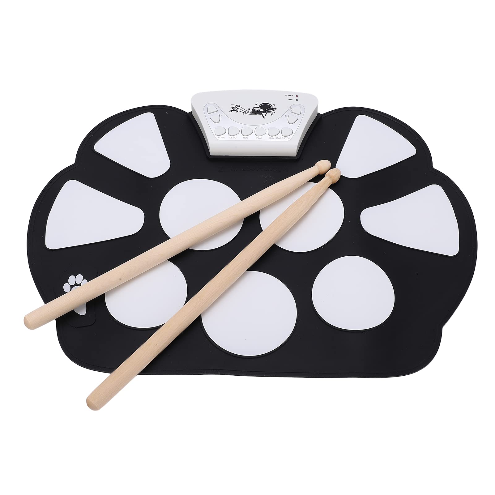 Roll It Around Kit 9 Pads Servant Electronic Drum Sets para Niños Principiantes, Impulso USB, y Negro